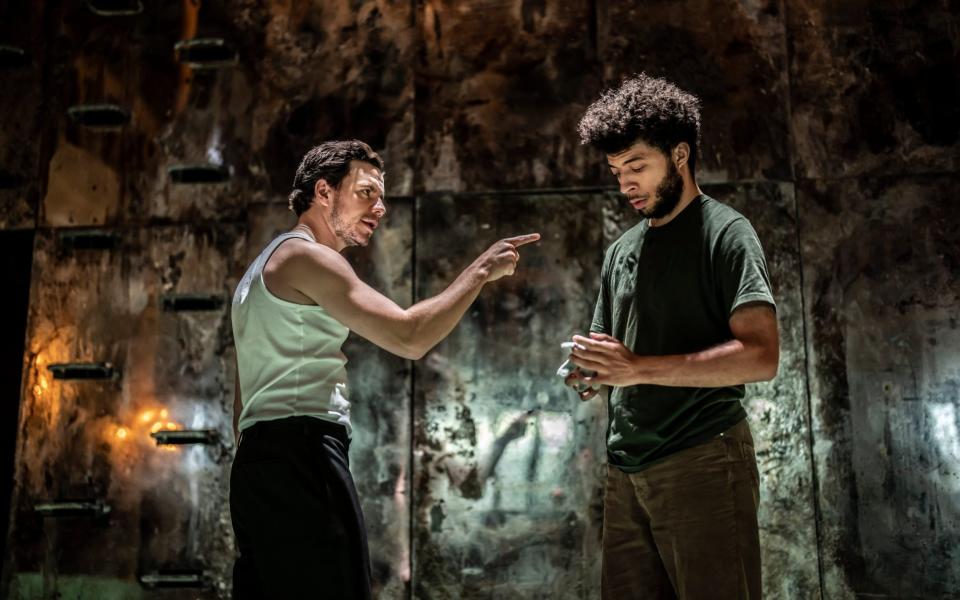 Oliver Johnstone and Joshua Griffin in Henry V in the Sam Wanamaker Playhouse's new production