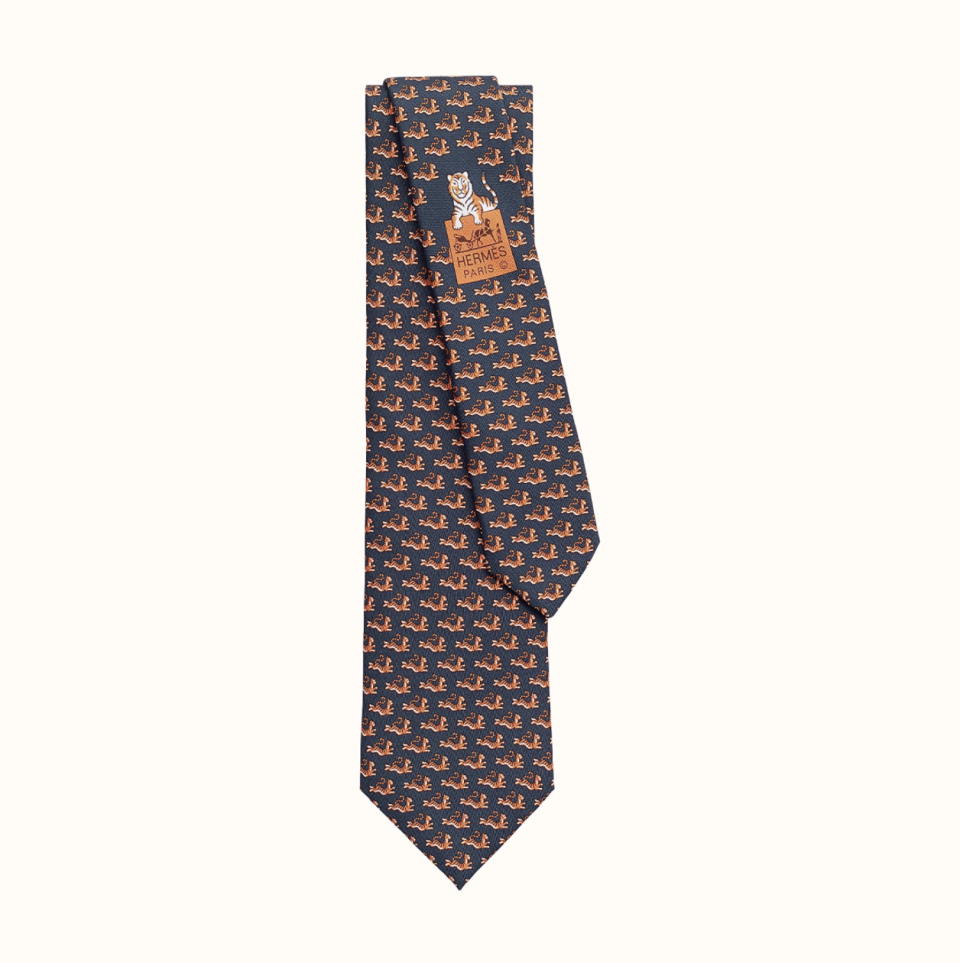<p><strong>Hermès</strong></p><p>Hermès</p><p><strong>$220.00</strong></p><p><a href="https://www.hermes.com/us/en/product/tie-7-happy-tiger-tie-H006266Tv01/" rel="nofollow noopener" target="_blank" data-ylk="slk:Shop Now;elm:context_link;itc:0;sec:content-canvas" class="link ">Shop Now</a></p><p>A diminutive procession of tigers skips across this cute-yet-elegant silk tie from Hermès. Perfect for Dad, or another special Year of the Tiger someone. </p>