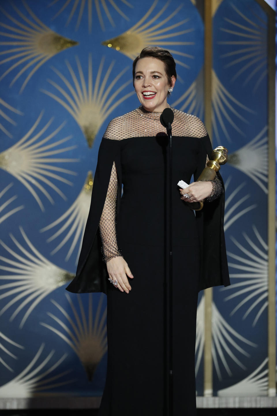 Olivia Colman from “The Favourite” accepts the Best Actress in a Motion Picture – Musical or Comedy award onstage during the 76th Annual Golden Globe Awards.