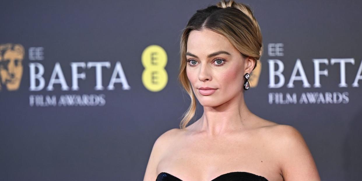 london, england february 18 margot robbie attends the 2024 ee bafta film awards at the royal festival hall on february 18, 2024 in london, england photo by stephane cardinale corbiscorbis via getty images