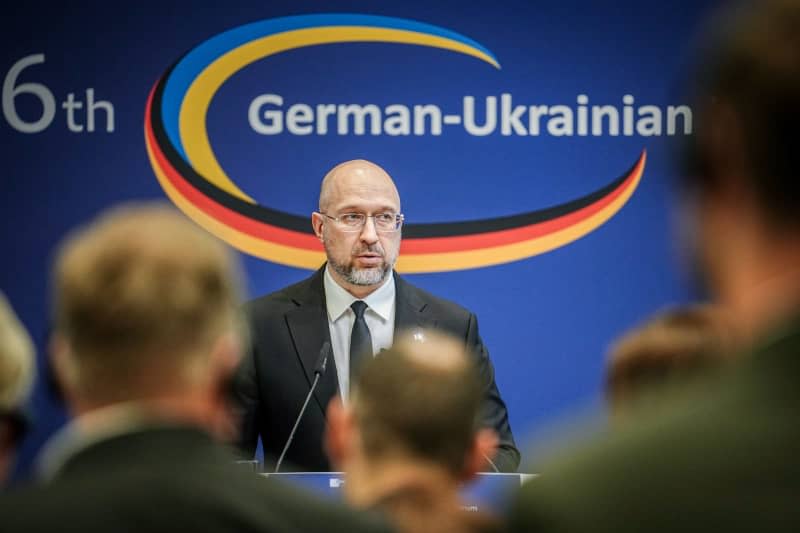 Ukrainian Prime Minister Denys Shmyhal attends the 6th German-Ukrainian Business Forum. Kay Nietfeld/dpa