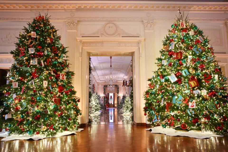 Christmas trees in the East Room in 2023