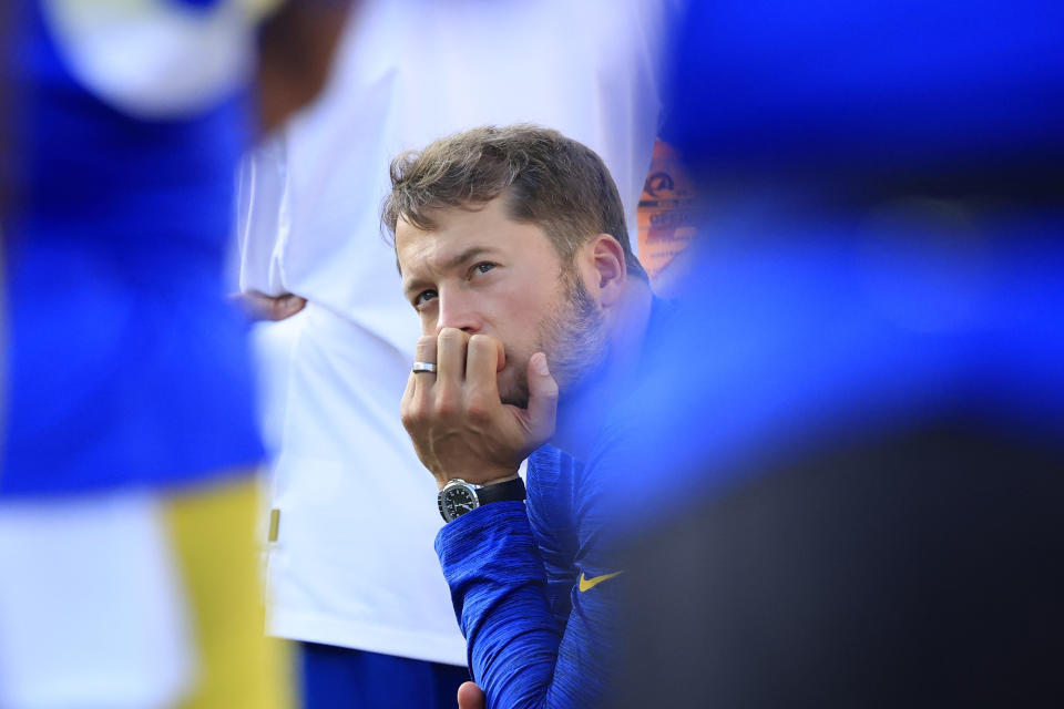 How healthy is Matthew Stafford's elbow? The Buffalo Bills are about to tell us. (Photo by Justin Casterline/Getty Images)