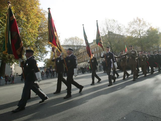 Veterans of the Royal Tank Regiment Association during a parade at the Cenotaph