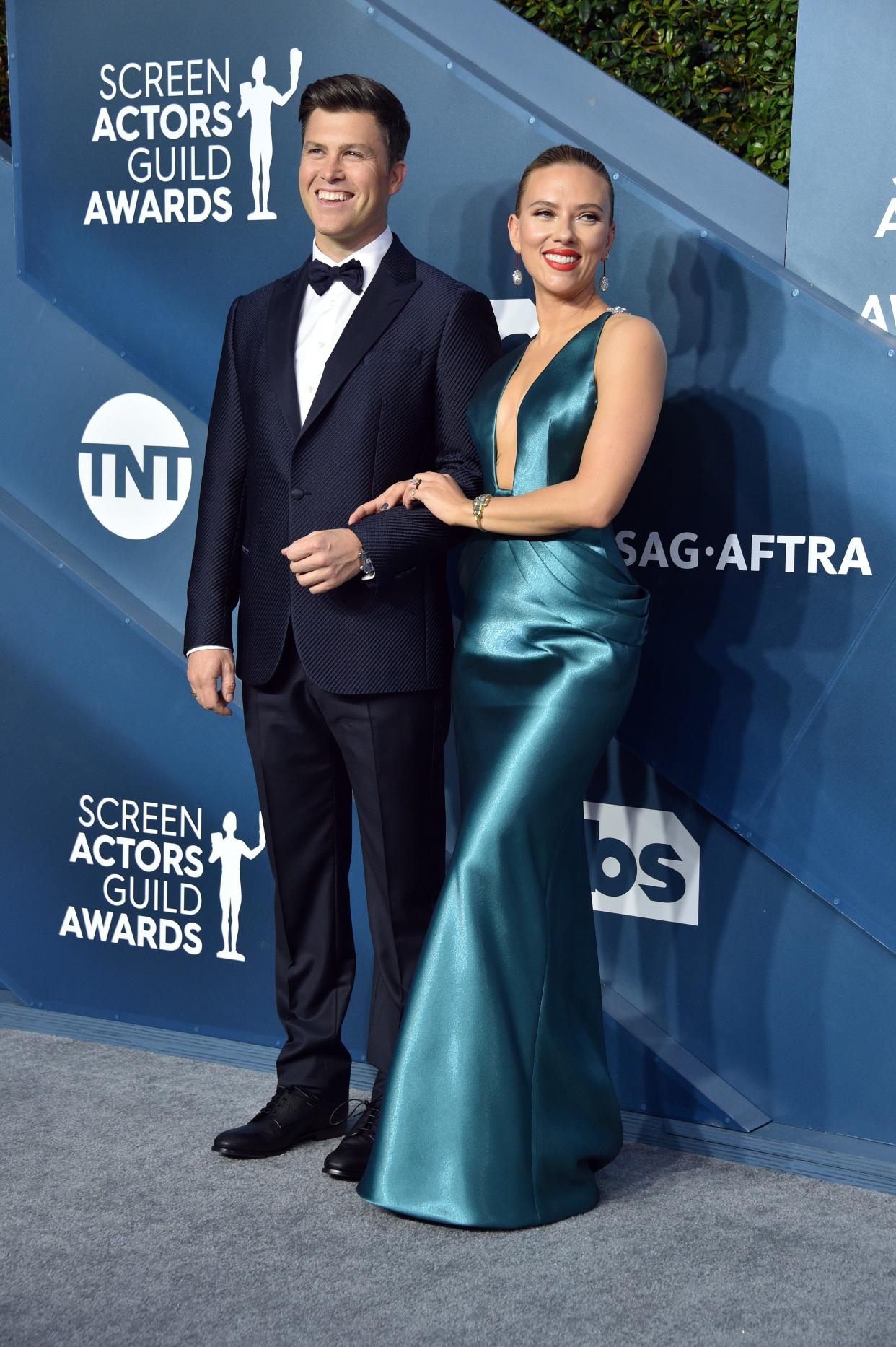 Colin Jost and Scarlett Johansson