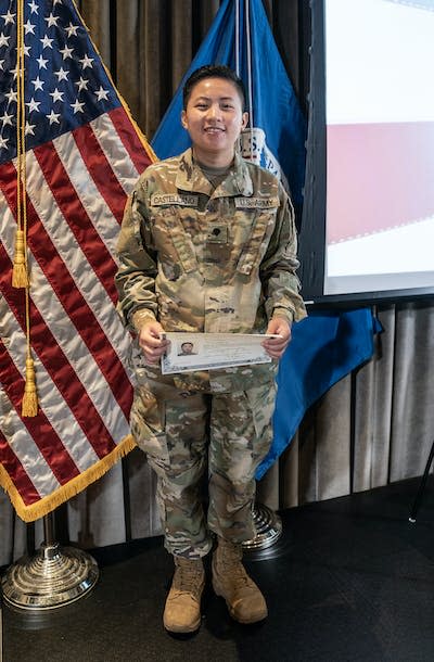 Originally from the Philippines, Josephine Rebeta Castellano smiles upon becoming a naturalized U.S. citizen. <a href="https://www.gettyimages.com/detail/news-photo/josephine-rebeta-castellano-originally-from-the-philippines-news-photo/1425673969?adppopup=true" rel="nofollow noopener" target="_blank" data-ylk="slk:Lev Radin/Pacific Press/LightRocket via Getty Images;elm:context_link;itc:0;sec:content-canvas" class="link ">Lev Radin/Pacific Press/LightRocket via Getty Images</a>