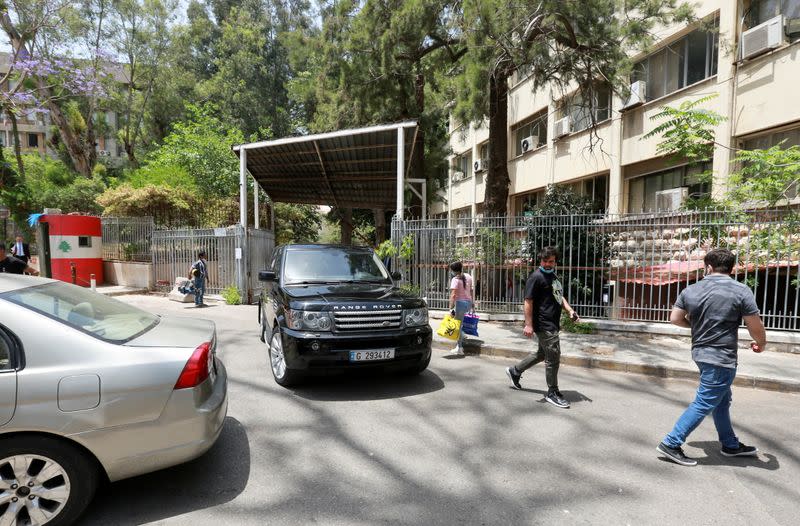 A vehicle drives at Justice Palace in Beirut