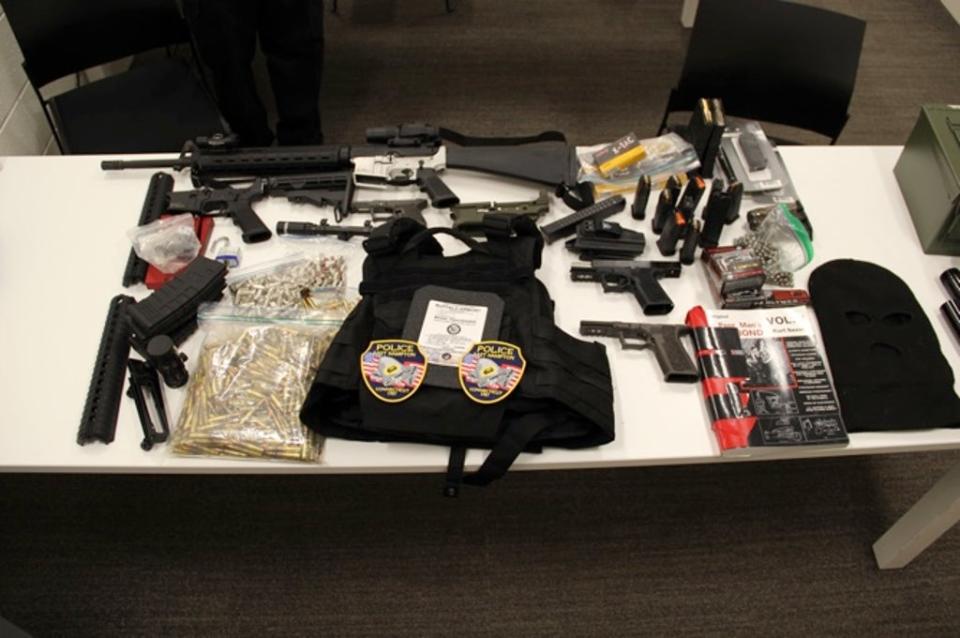 Part of the stash of ghost guns and ammunition found at the makeshift workshop (East Hampton Police)