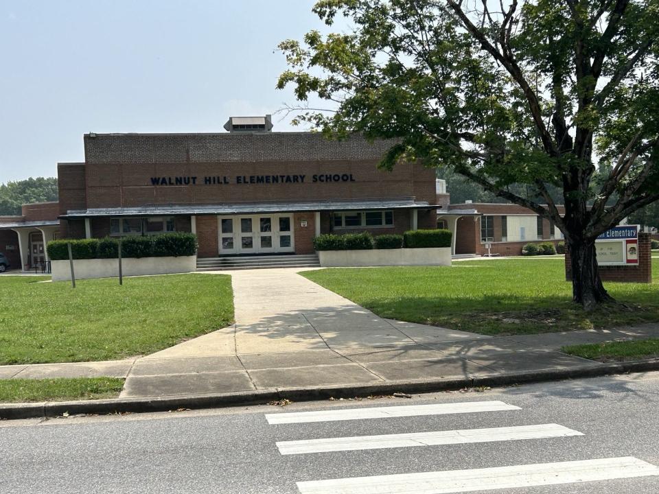 This photo is of Walnut Hill Elementary School on South Boulevard in Petersburg. The suspect in the June 26, 2023 beating death of a man on Berkeley Avenue was arrested in front of the school, a mile away from the crime scene. Neighbors on Berkeley Avenue are concerned that authorities told them he had barricaded himself in his house but did not tell them he was, in fact, on the loose.