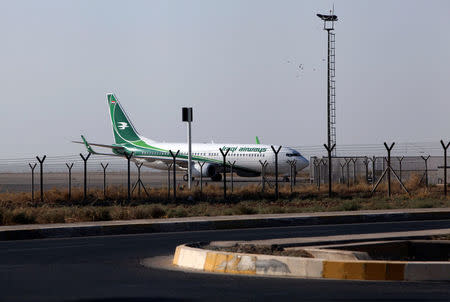 An Iraqi Airways plane is seen at the Erbil International Airport in Erbil, Iraq September 29, 2017. REUTERS/Azad Lashkari