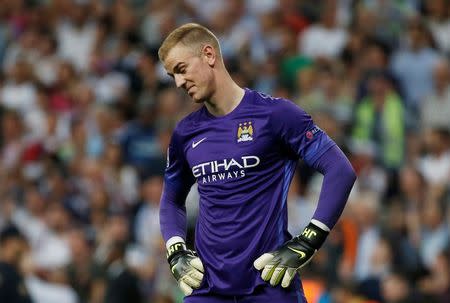 Football Soccer - Real Madrid v Manchester City - UEFA Champions League Semi Final Second Leg - Estadio Santiago Bernabeu, Madrid, Spain - 4/5/16 Manchester City's Joe Hart looks dejected at the end of the game Reuters / Juan Medina