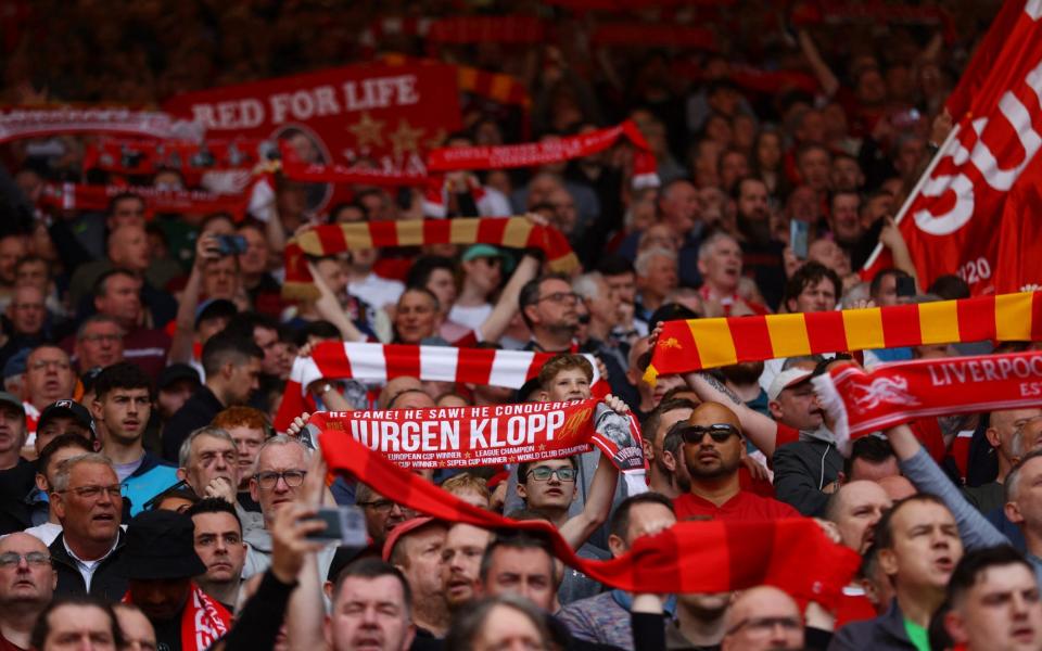 Liverpool fans inside the stadium before the match