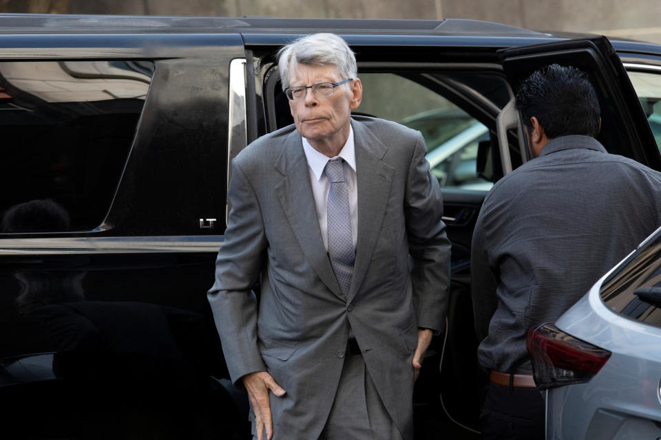 Novelist Stephen King walks outside a court on the day he testifies in an antitrust case against a publisher merger, at the U.S. District Court in Washington, U.S., August 2, 2022. REUTERS/Tom Brenner