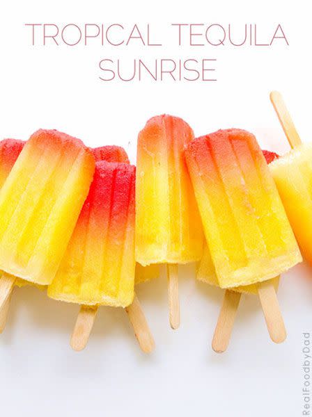 Tropical Tequila Sunrise Popsicles