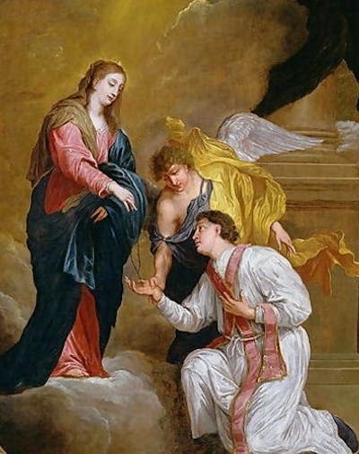 St. Valentine kneeling. <a href="https://commons.wikimedia.org/wiki/File:St-Valentine-Kneeling-In-Supplication.jpg" rel="nofollow noopener" target="_blank" data-ylk="slk:David Teniers III;elm:context_link;itc:0;sec:content-canvas" class="link ">David Teniers III</a>