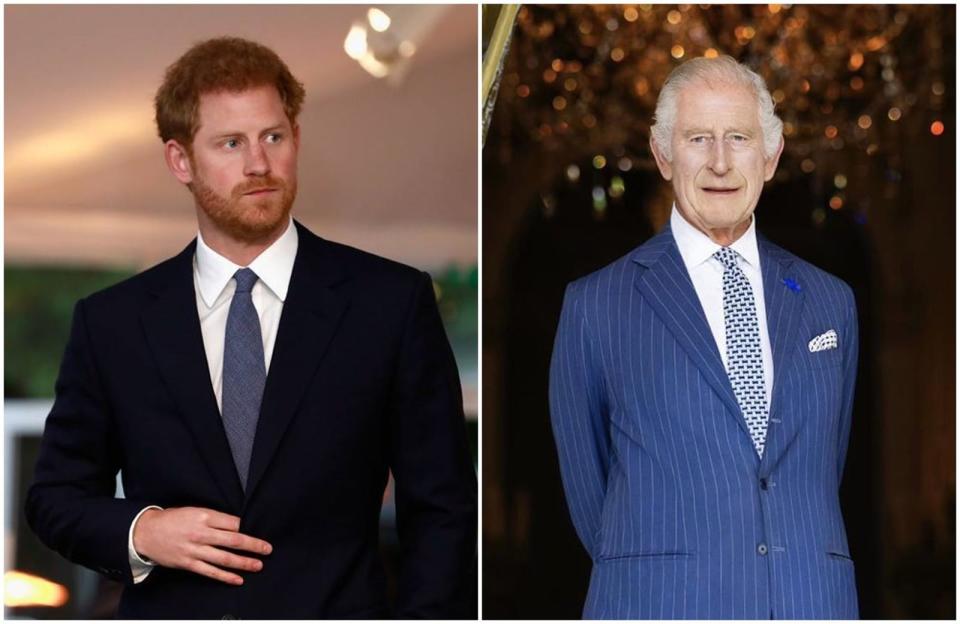 查爾斯三世（右圖）罹癌，哈利王子（左圖）將於本週返英探視。（翻攝The Royal Family臉書／Prince Harry, Duke of Sussex臉書）