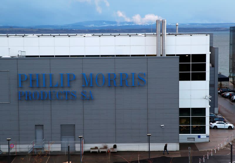 FILE PHOTO: A Philip Morris logo is pictured on a factory in Serrieres