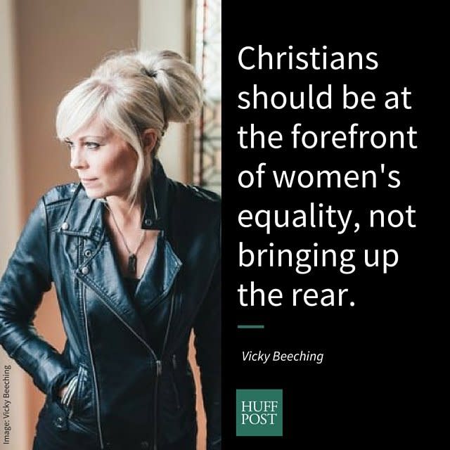 <i>Beeching, a theologian, broadcaster, and LGBT activist, on why Christians can be feminists:</i><br /><br />"To me, feminism means championing the rights and equality of women. Jesus treated women in ways that were truly radical for his era, so I've argued for years that Christ should be considered a feminist. The church has seemed afraid of the feminist movement, unsettled by it somehow; branding it as harsh and shrill. That seems bizarre as Christians should be at the forefront of women's equality, not bringing up the rear! Many denominations still don't let women preach, become Elders, or get ordained, so there's much work to be done. 'Christian feminism' is not an oxymoron; it's a deeply compatible, healthy response to the injustices that still exist within the faith community."