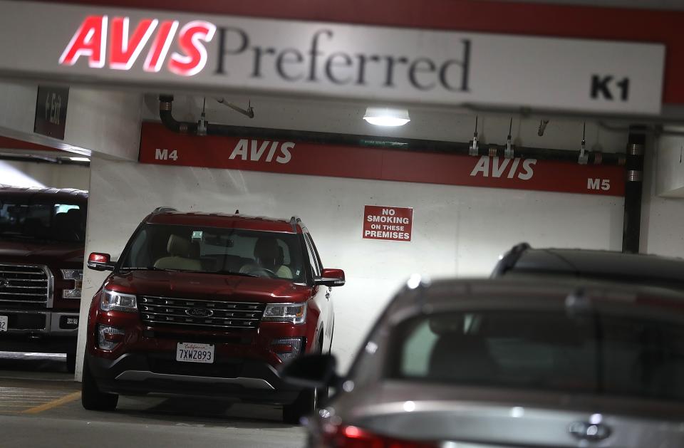 Cars are parked at an Avis rental car office on August 8, 2017 in San Francisco, California. (Photo by Justin Sullivan/Getty Images)