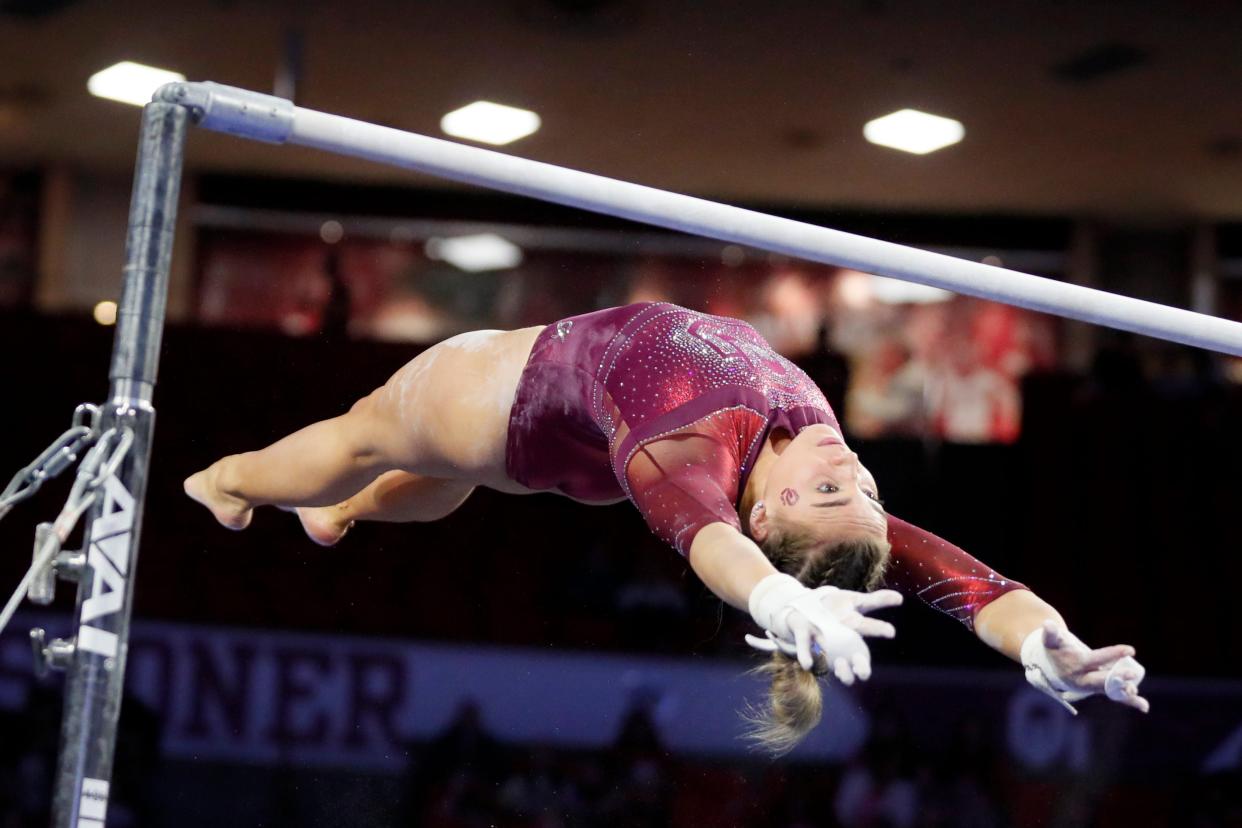 Danielle Sievers competes for Oklahoma during the 2023 NCAA regionals in April.