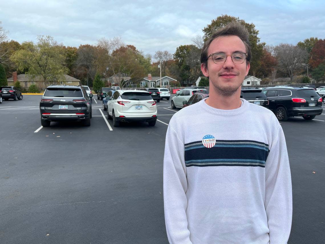 Sam Sokoloff, a 21-year-old University of Kansas student, drove 45 minutes from Lawrence to his hometown of Leawood to vote for Democrats like Kelly and Davids whom he thought would help advance climate policies. 