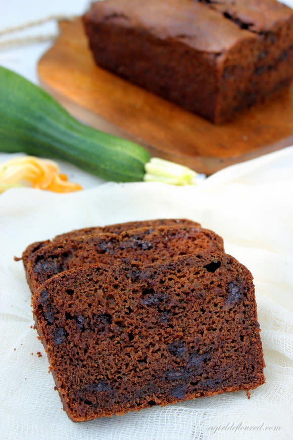 Get the<a href="http://www.agirldefloured.com/2013/08/28/gluten-free-double-chocolate-zucchini-bread/" target="_blank"> Gluten-Free Double Chocolate Zucchini Bread recipe </a>on A Girl Defloured.