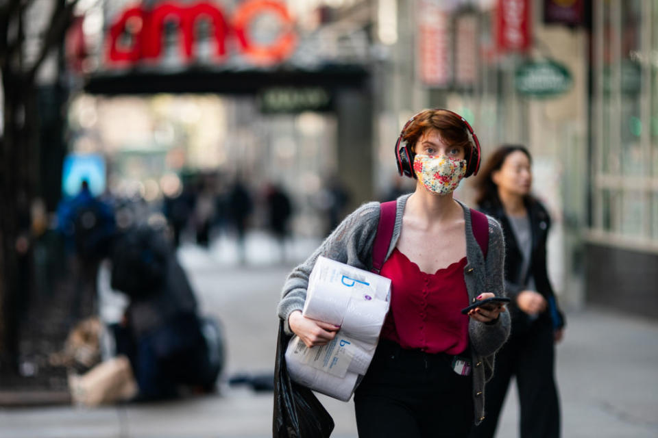 More people have taken to wearing non-medical face masks as an added precaution against spreading COVID-19.  (Photo by Jeenah Moon/Getty Images)