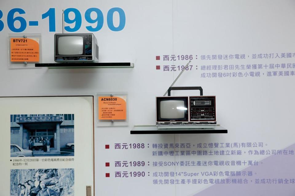 1985年研發全球第1台收音、錄音、電視三合一手提迷你電視。