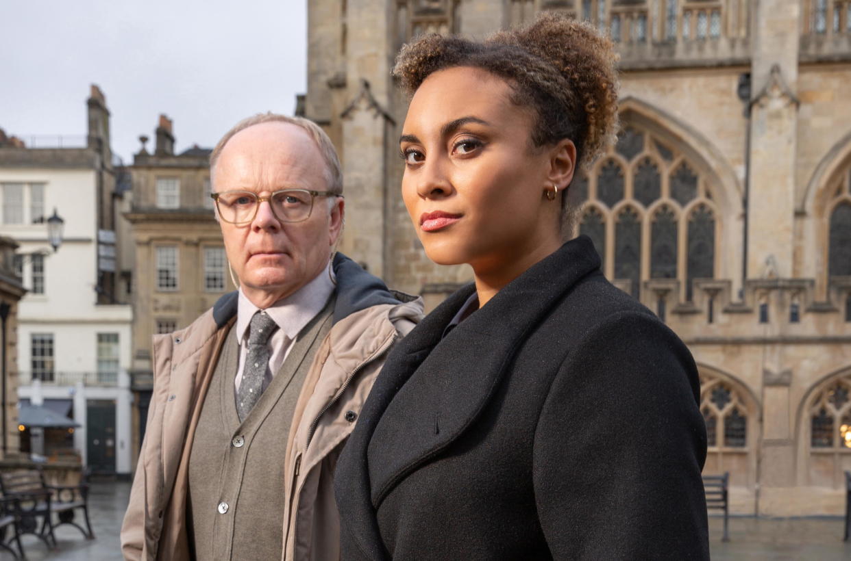  Tala Gouveia as DCI McDonald and Jason Watkins as DS Dodds, who star in McDonald & Dodds season 4. 