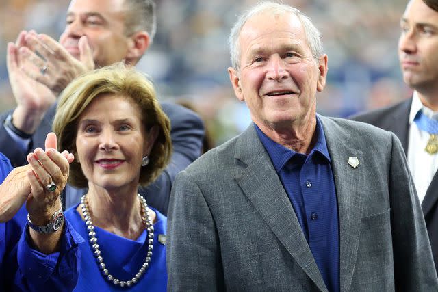 Richard Rodriguez/Getty Images Former U.S. President George W. Bush and former first lady Laura Bush on October 06, 2019 in Arlington, Texas.