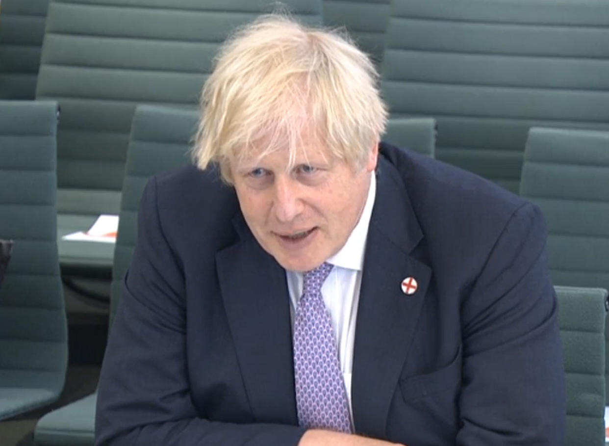 Prime Minister Boris Johnson giving evidence to the Commons Liaison Committee.