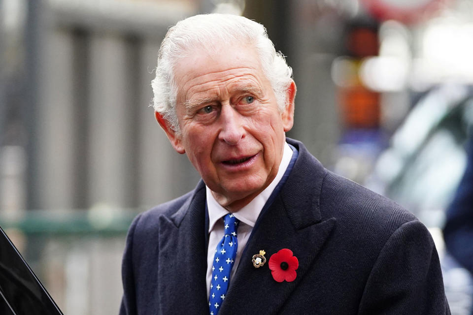 Britain's Prince Charles views two alternative fuel green trains during visit to Glasgow Central Station (Jane Barlow / Pool via Reuters)