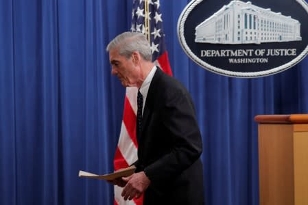U.S. Special Counsel Mueller speaks about Russia investigation at the Justice Department in Washington