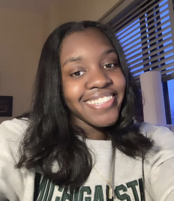 This undated photo provided by Baisha Carter shows Arielle Anderson, a Michigan State University student who was killed during a shooting at the university in East Lansing, Mich., on Feb. 13, 2023. (Courtesy of Baisha Carter via AP)