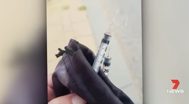 The needles were found on a vacant block n Perth&#39;s north. Source: 7 News