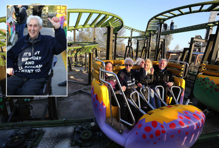 Jack Reynolds rode the coaster on his 105th birthday (Picture: PA)