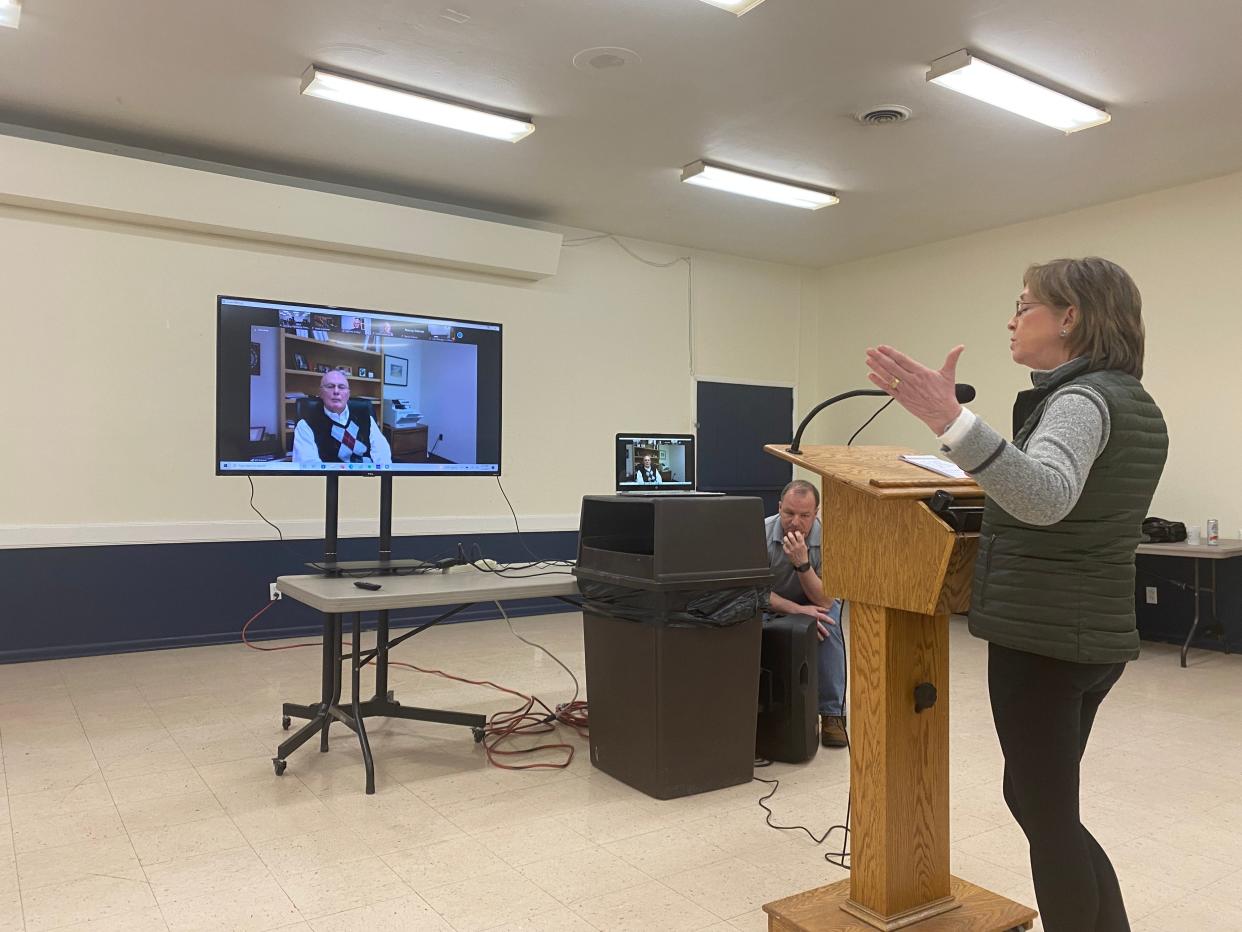 Deborah Beck was one of many Northside residents who spoke against the project Monday night at the Corning VFW.