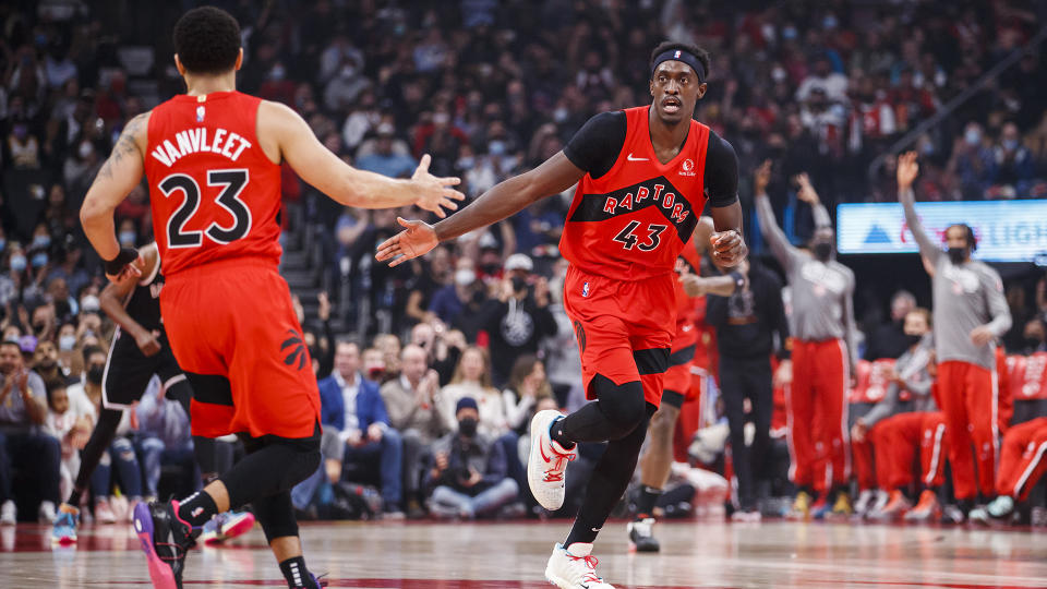 Toronto Raptors' Fred VanVleet and Pascal Siakam know what it takes to win in the playoffs. (Photo by Cole Burston/Getty Images)