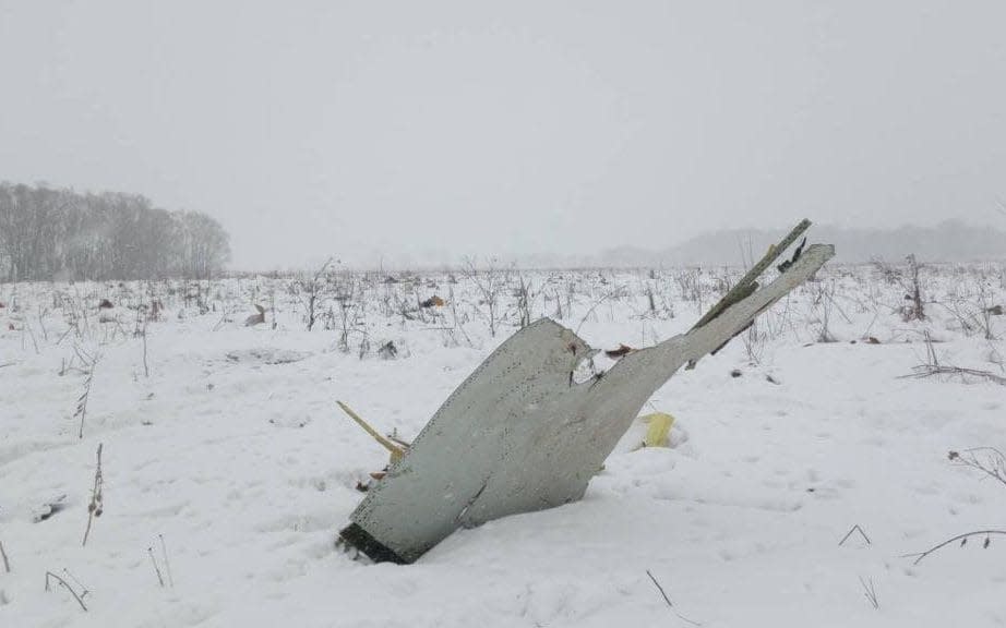  A view shows a scene where a short-haul regional Antonov AN-148 crashed after taking off from Moscow's Domodedovo airport - REUTERS