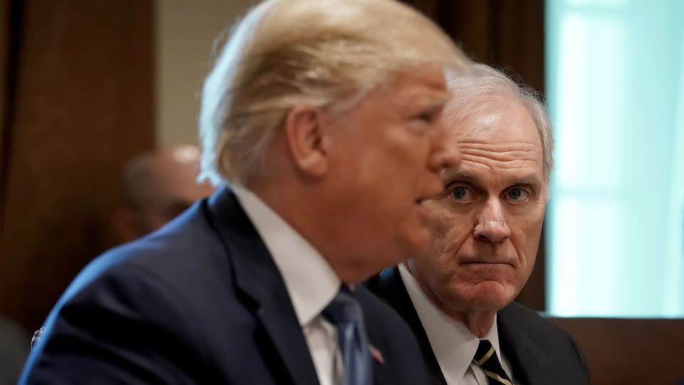 Then-Acting Defense Secretary Richard Spencer listens to Trump during a Cabinet meeting on July 16, 2019. - Chip Somodevilla/Getty Images