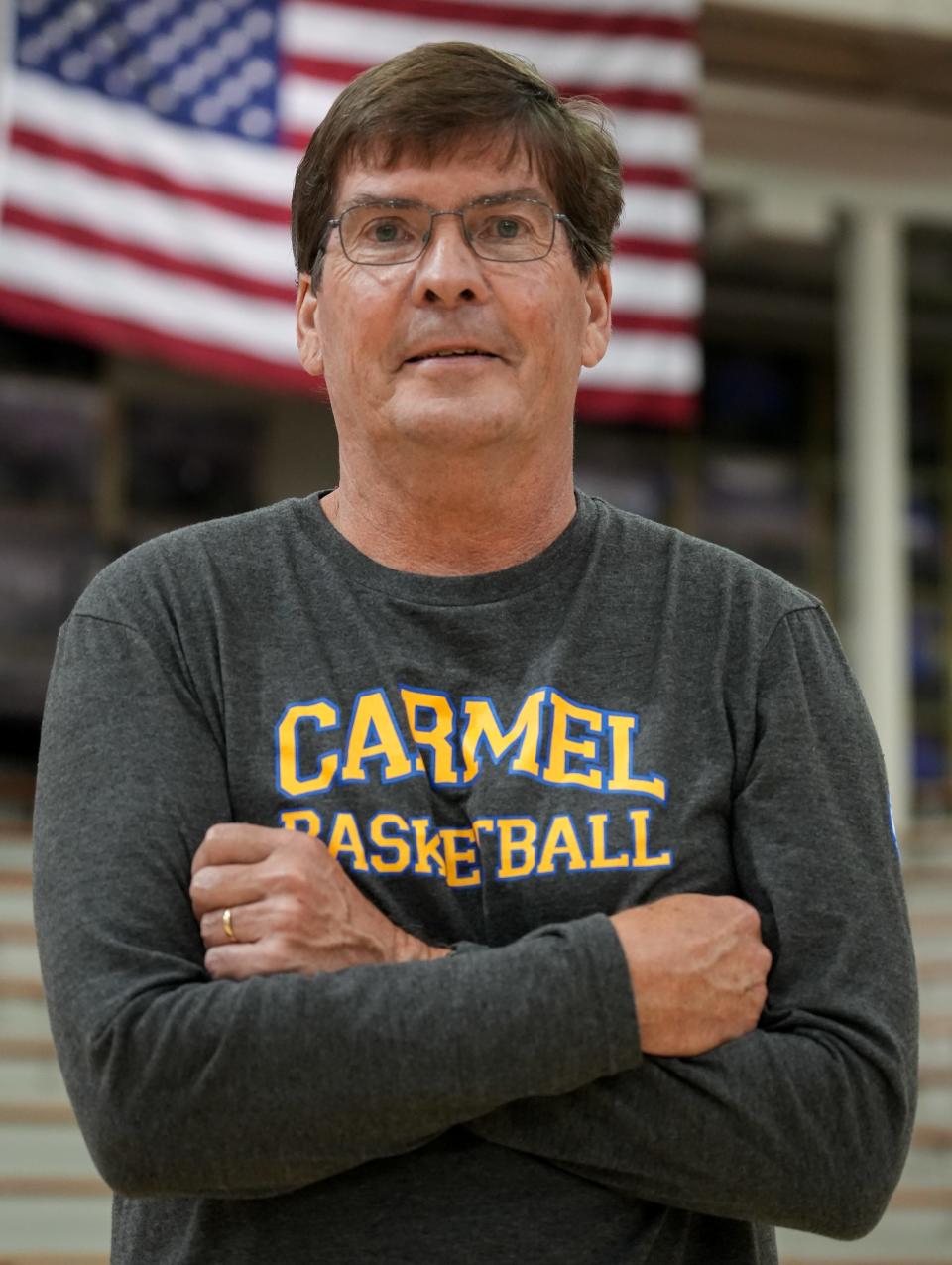 Carmel basketball assistant coach Walt Morris, seen posing for a portrait Tuesday, Sept. 19, 2023, at Carmel High School in Carmel, is dedicated to getting the word out about aortic dissection after nearly losing his life to the cardiovascular condition.