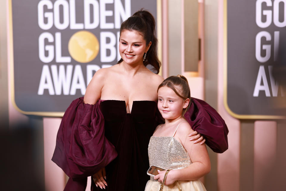 Selena Gomez and Gracie Elliot Teefey attend the 80th Annual Golden Globe Awards at The Beverly Hilton on January 10, 2023 in Beverly Hills, California.