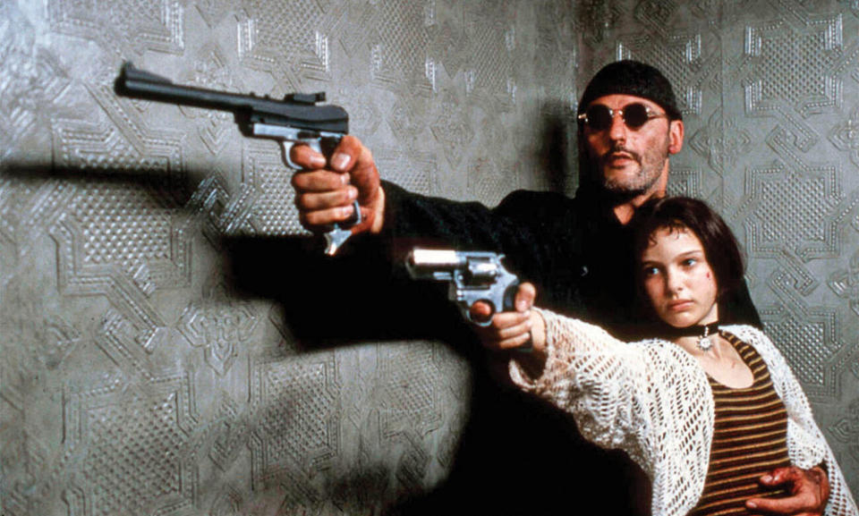 Portman with Jean Reno in Luc Besson’s Leon The Professional 1994, the movie fans approach her about most but which she says also makes her cringe over certain elements.
