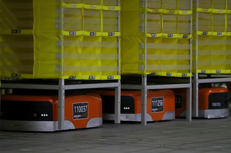 Known for its logistical prowess, Amazon uses robotics technology and vision systems at a fulfillment center in Sacramento, California