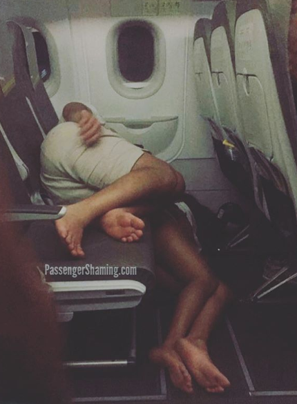 In August, a picture of a female passenger sleeping on the floor of an airplane went viral. Source: Instagram