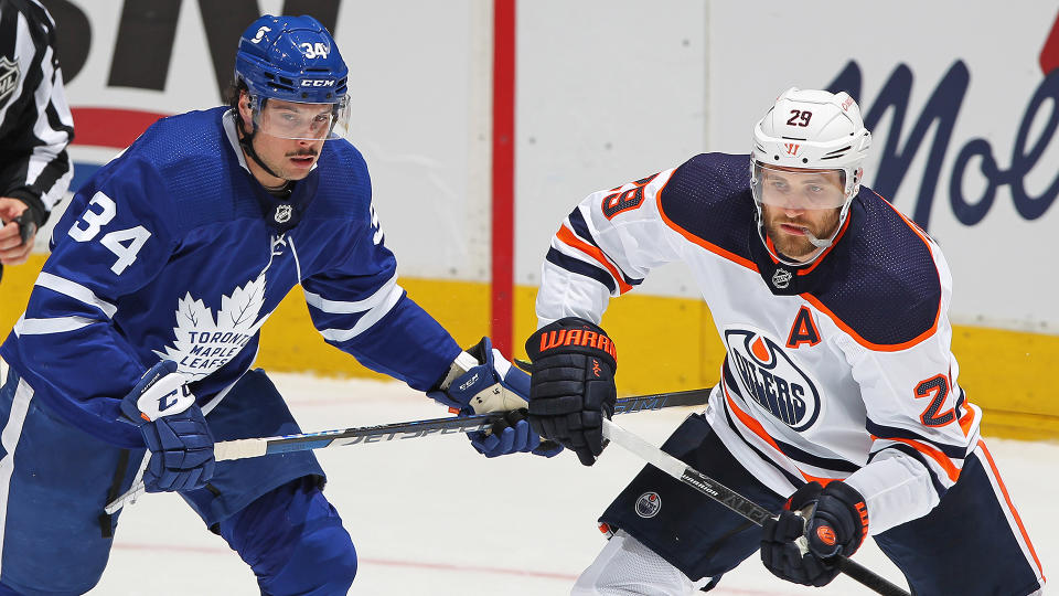 Leon Draisaitl #29 and Auston Matthews #34 are both heading to the NHL All-Star Game. (Photo by Claus Andersen/Getty Images)