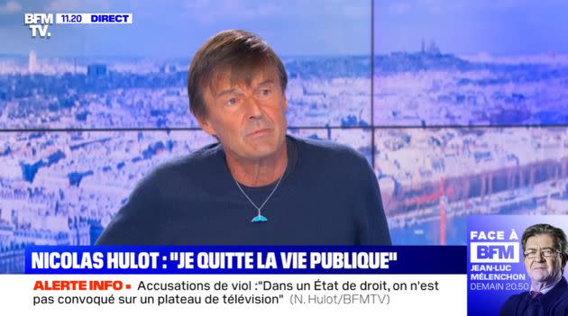 Nicolas Hulot sur le plateau de BFMTV ce mercredi 24 novembre (Photo: Capture BFMTV)