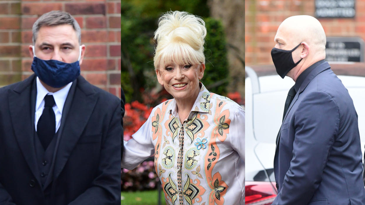 David Walliams and Ross Kemp arrive at the funeral of acting icon Dame Barbara Windsor. (Credit: Ian West/PA/Eamonn M. McCormack/Getty)