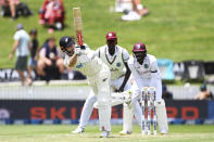 New Zealand's Kane Williamson bats during play on day two of the first cricket test between the West Indies and New Zealand in Hamilton, New Zealand, Friday, Dec. 4, 2020. (Andrew Cornaga/Photosport via AP)