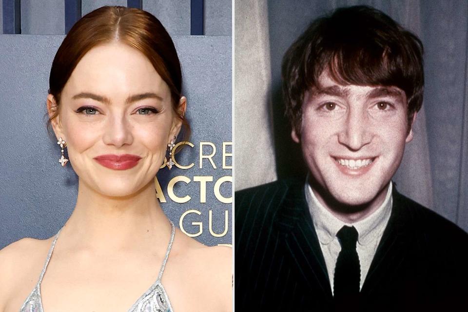 <p>Frazer Harrison/Getty; Bettmann Archive/Getty</p> Emma Stone and John Lennon